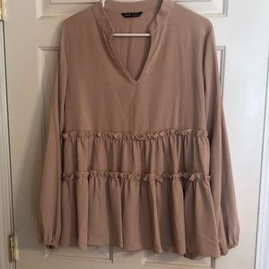 Tan long sleeve blouse